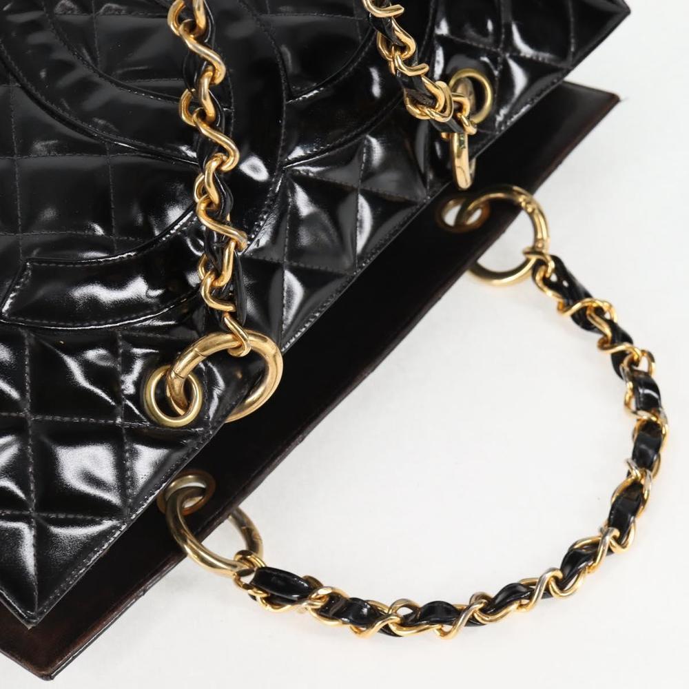 CHANEL Matelasse COCO Mark Chain Hand Bag Patent leather Black CC Auth 122351 - Picture 13 of 16
